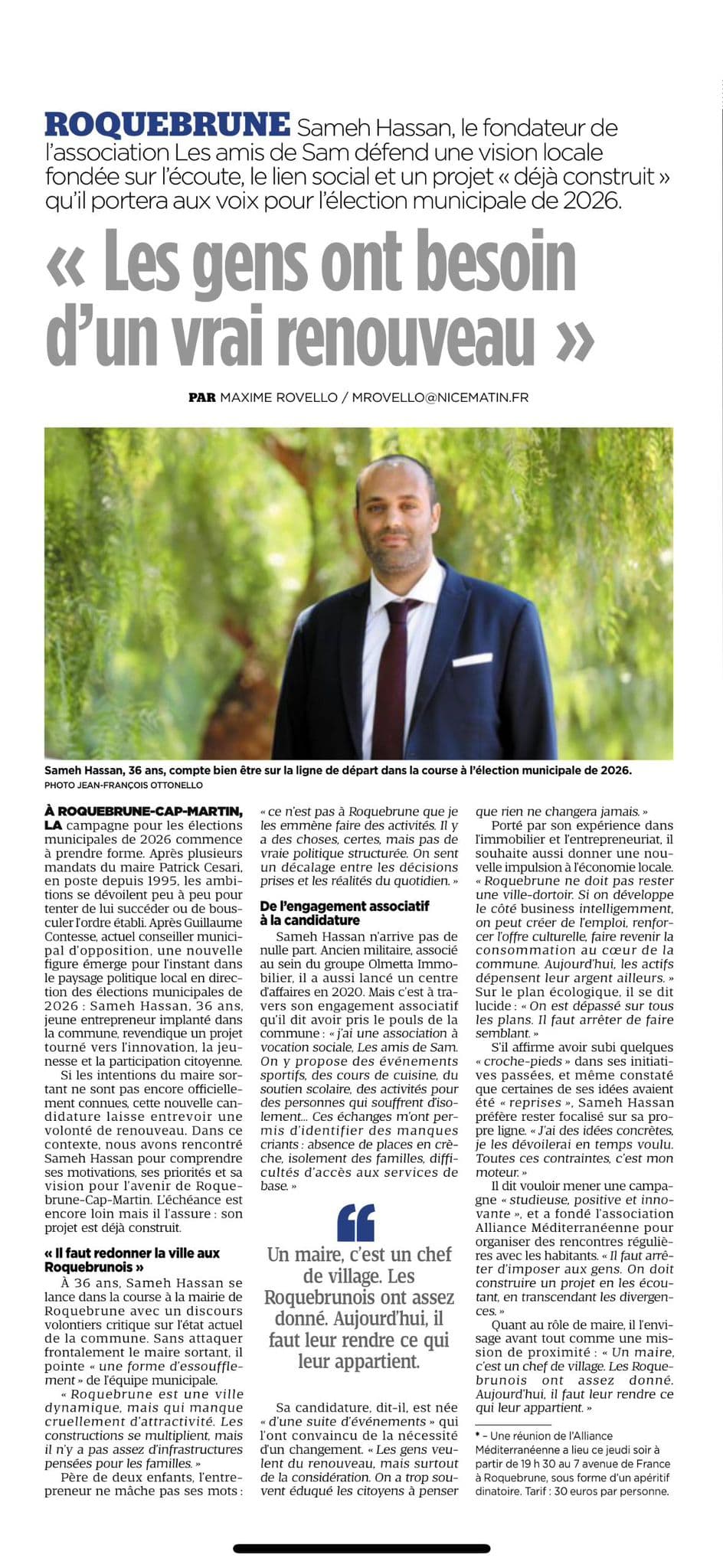 « Les gens ont besoin d'un vrai renouveau »